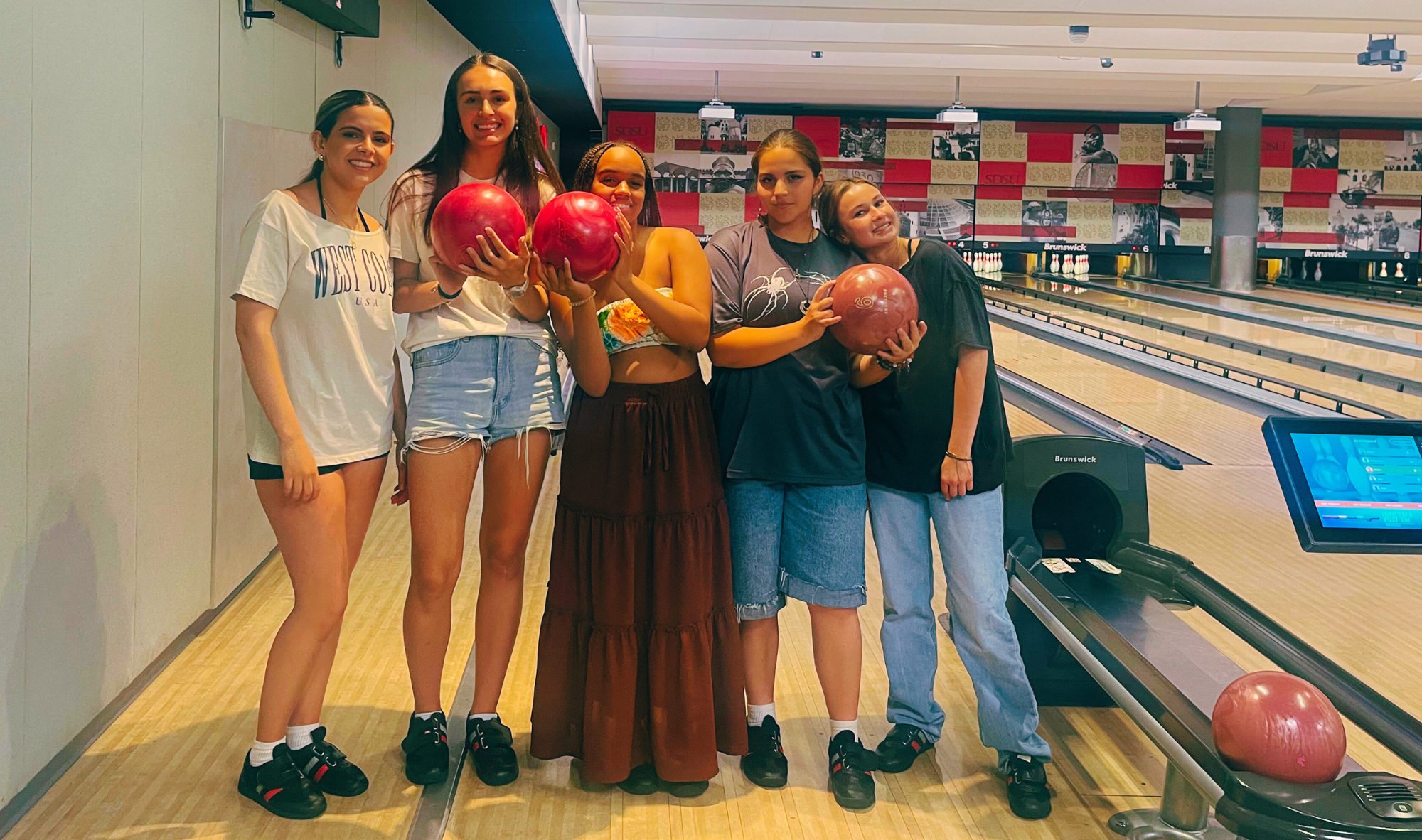 students bowling